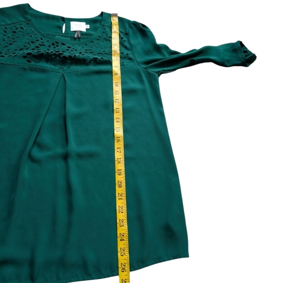 HD in Paris Anthropologie Dara Blouse Laser Cut Boho Twee Kelly Green Women 6 - Picture 13 of 13